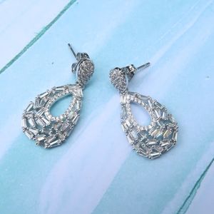 Sterling silver cubic zirconia white earrings